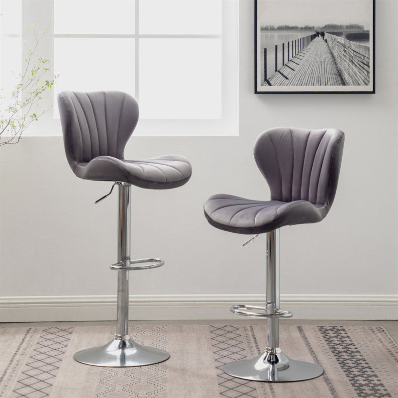 Ensemble de 2 tabourets de bar rotatifs réglables Ellston, Gris