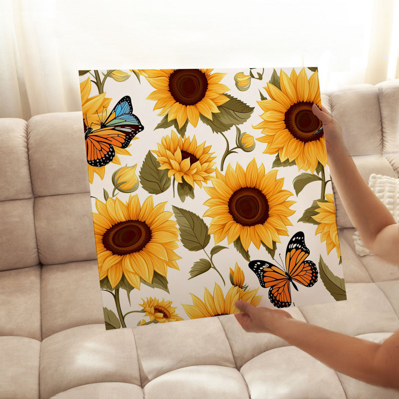 Tournesols floraux, impression d'art sans cadre, H 18 po x l 18 po