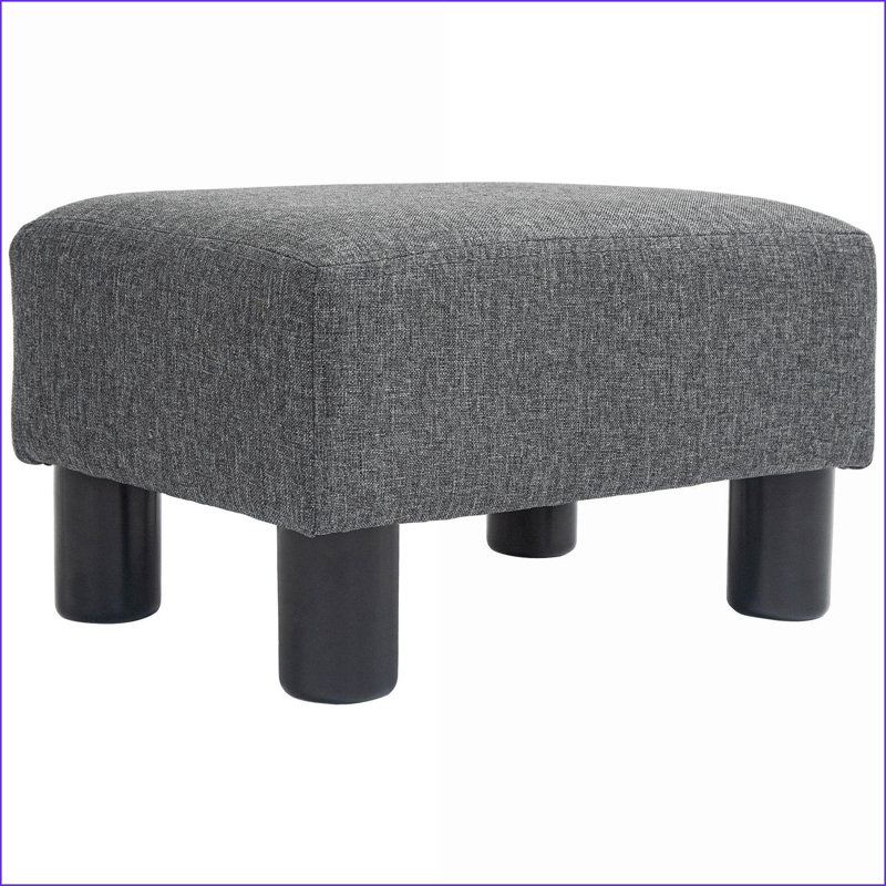 Petit repose-pieds repose-pieds en tissu de lin gris anthracite pour le salon | Bois | Gris anthracite, Gris
