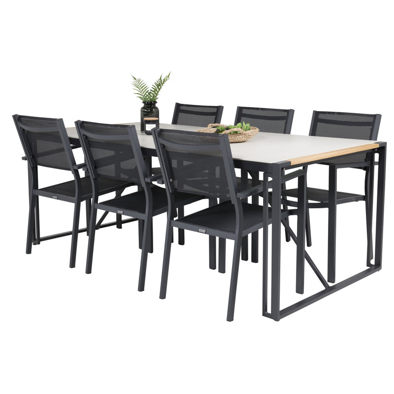 Deandre 6 - Person Acacia Patio Dining Set with Rectangular Table