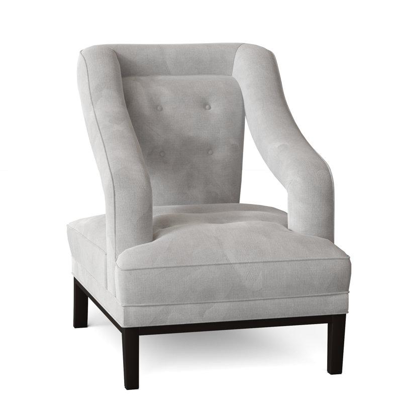 Noel Tufted Armchair, Bella White Performance Velvet