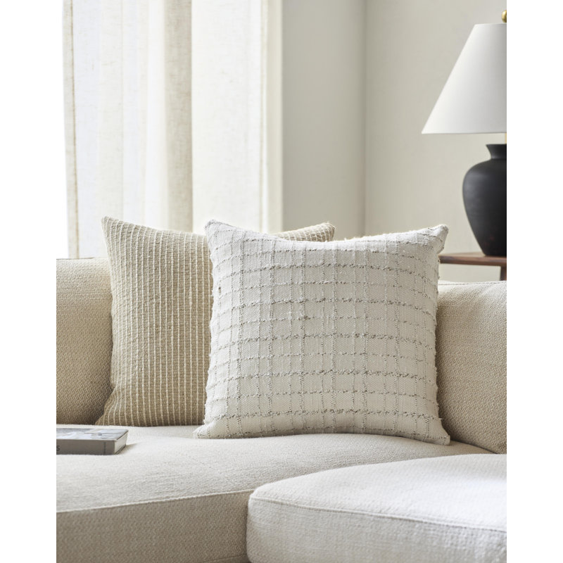 Greenville Cotton Throw Square Pillow, 18" x 18", Down
