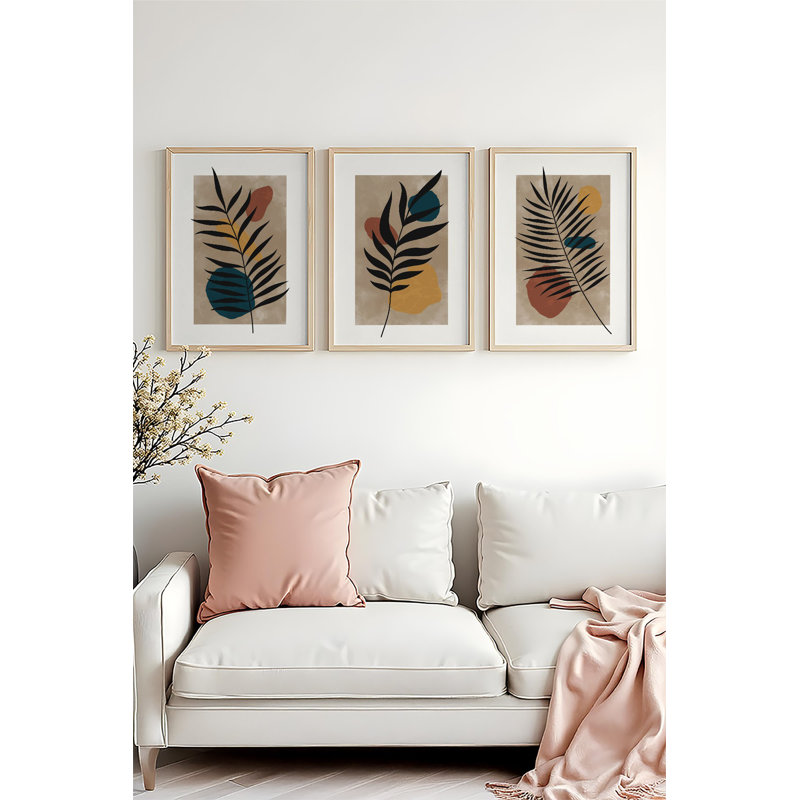 Élégantes peintures décoratives en panneau de fibres à densité moyenne (3 pièces), 13,8 x 19,7 pouces | 100% panneau de fibres à densité moyenne avec une épaisseur de 3 mm, cadres en bois massif avec une épaisseur de 1,0 pouce | Parfait pour le salon, la chambre à coucher et le bureau, design élégant et moderne