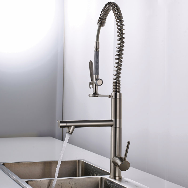 Robinet de cuisine avec douchette extractible en acier inoxydable