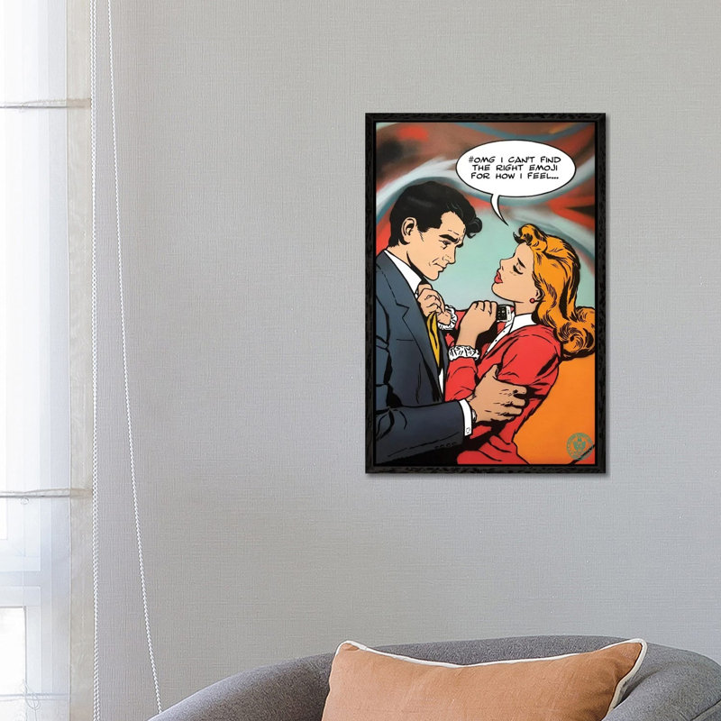 Emoji by D13EGO - Print on Canvas, 101.6 cm H x 66.04 cm W, Black Framed Canvas