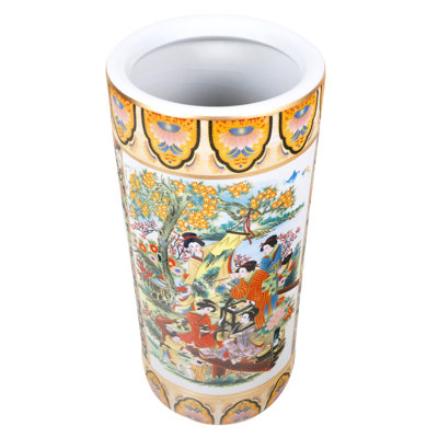  18" Satsuma Style Painted Porcelain Umbrella Stand