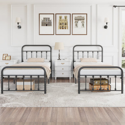 Dorsman Twin-Sized Metal Platform Bed with Headboard