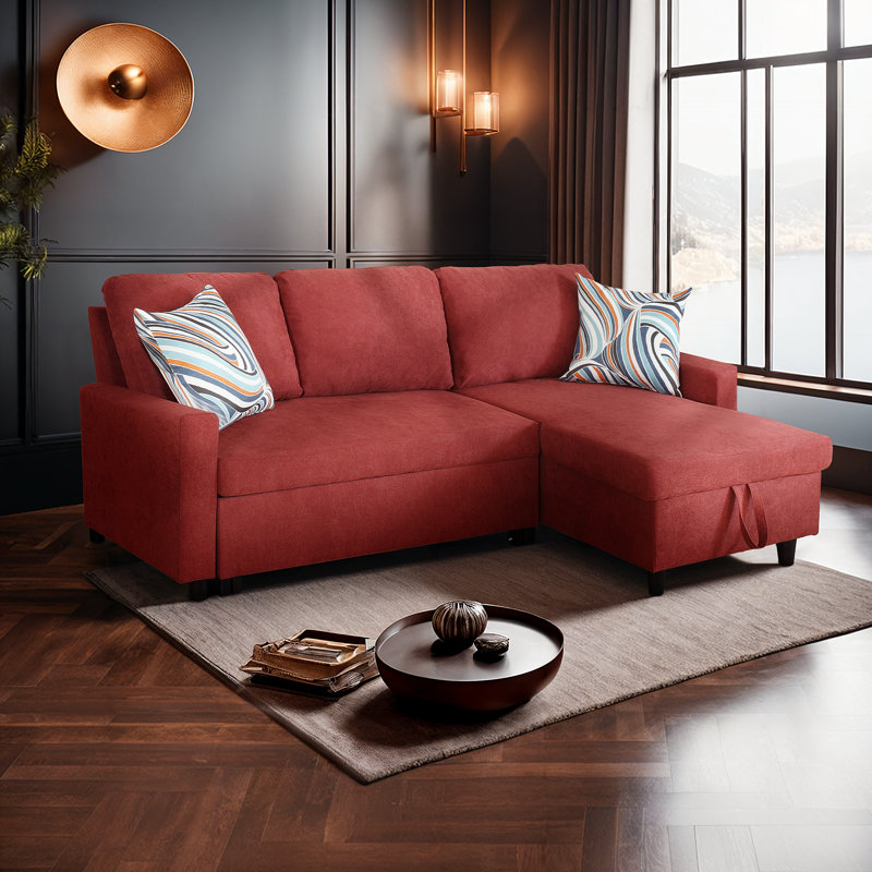 Maitilde 83'' Upholstered Sleeper Sofa, Red Chenille