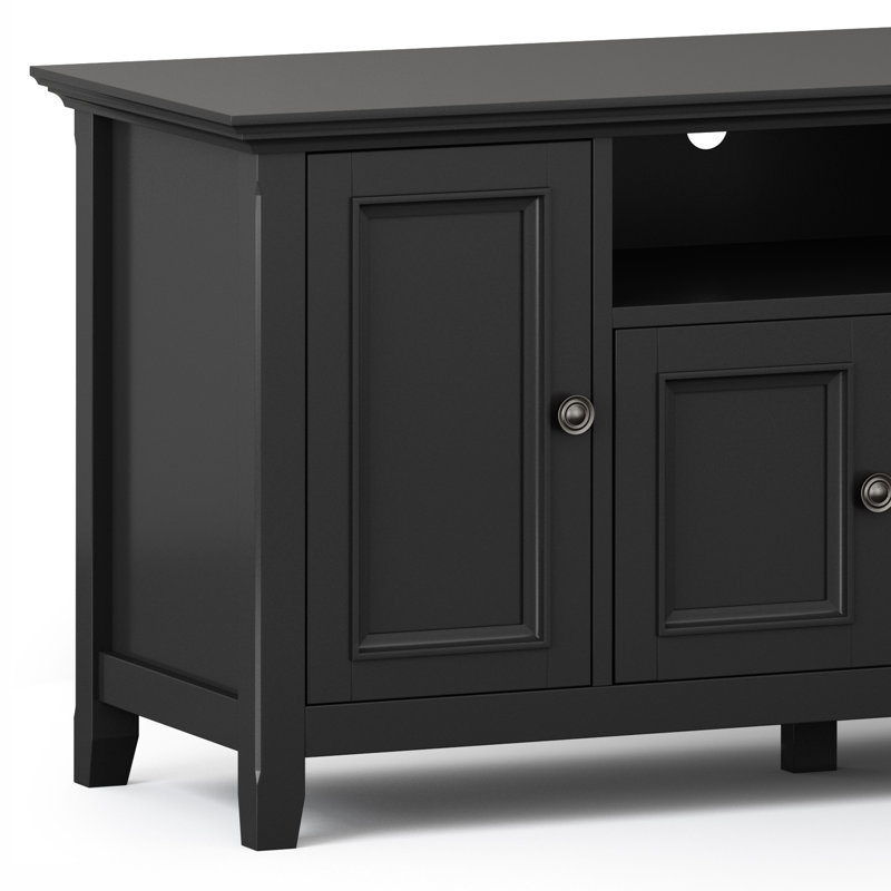 Amherst Black Solid Wood 72" TV Media Stand with Cabinets