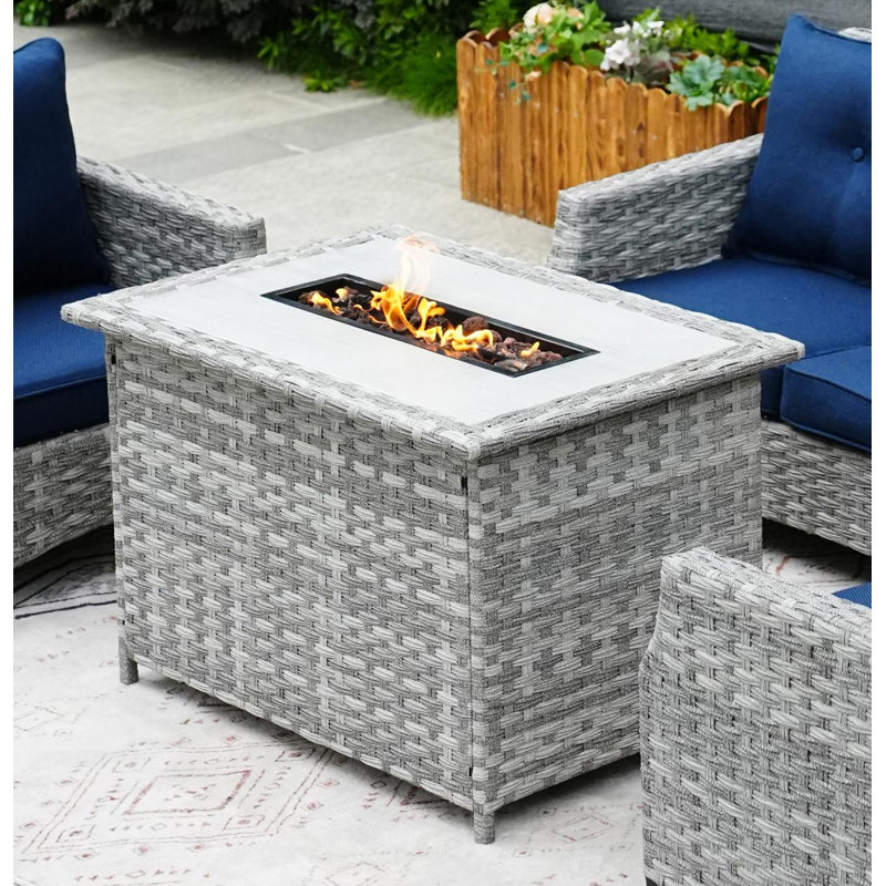 Woodrum Rectangle Propane Smokeless Fire Pit Table