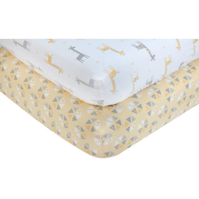 Stepan Greenguard Gold Certified Animals Floral Cotton Blend 2 - Piece Standard Crib Fitted Sheet