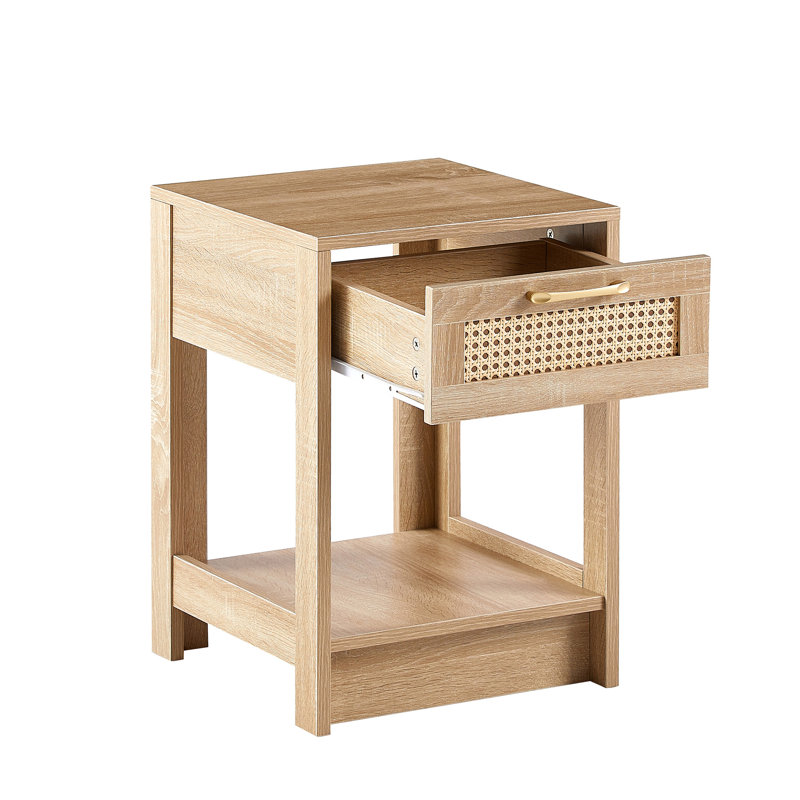 Table de bout en rotin 15,75 po avec tiroir, Naturel
