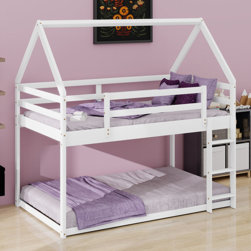Modern Low Bunk Bed with  Sturdy Ladder