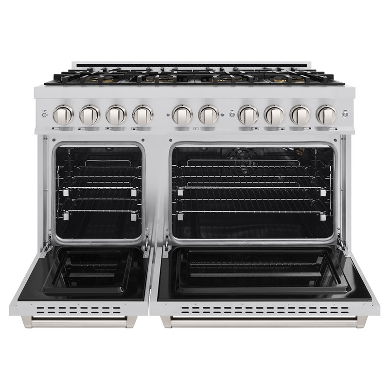 ZLINE 48 in. Classic Gas Range with 8 Burner DuoPro Cooktop and Dual Ovens with White Matte Doors, Stainless Steel