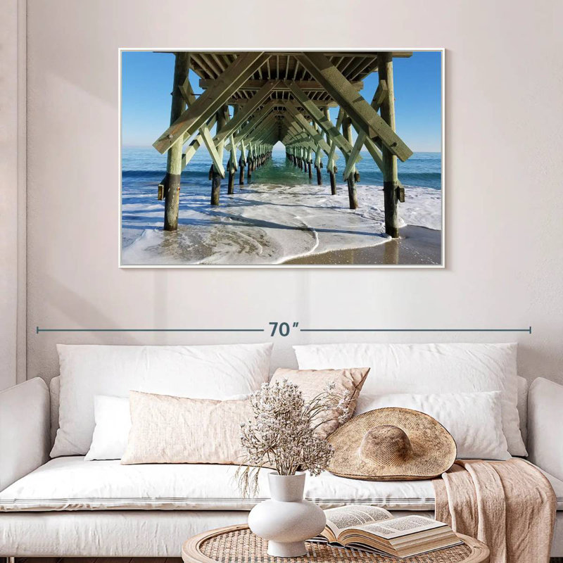 Under Wrightsville Beach Pier, Floating Frame White, 46" X 31"