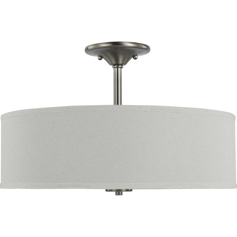 Armindo Fabric Semi Flush Mount, Brushed Nickel/Beige