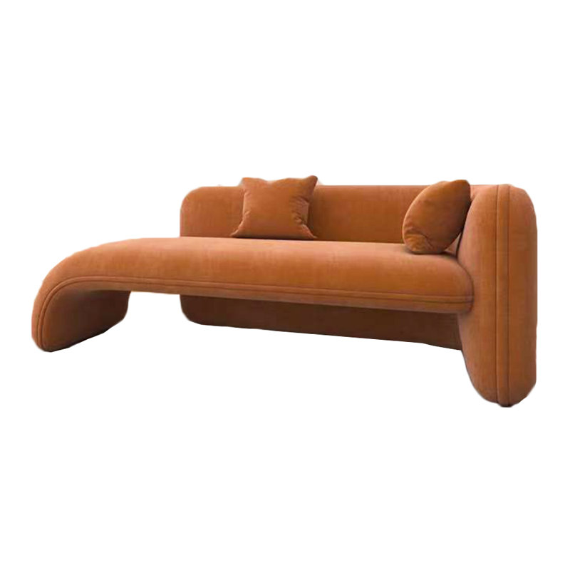 Chaise longue rembourrée Svetlin, Orange, Accoudoir à droite (vu de face)