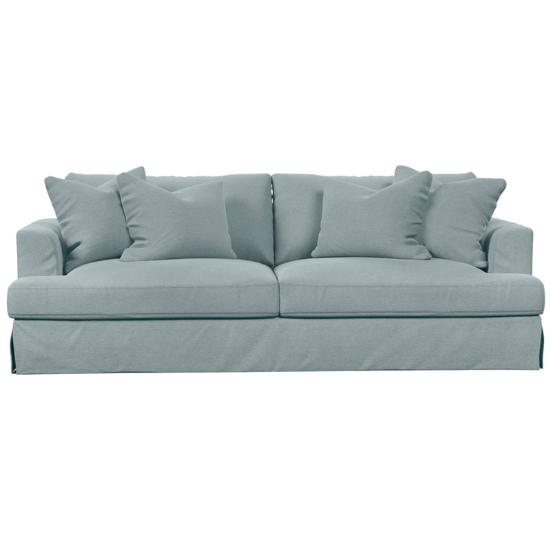 Mcneese 93'' Sofa, Light Blue Polyester Blend