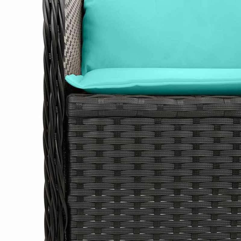 Canapé d'angle avec coussins Ebern Designs, Turquoise / noir