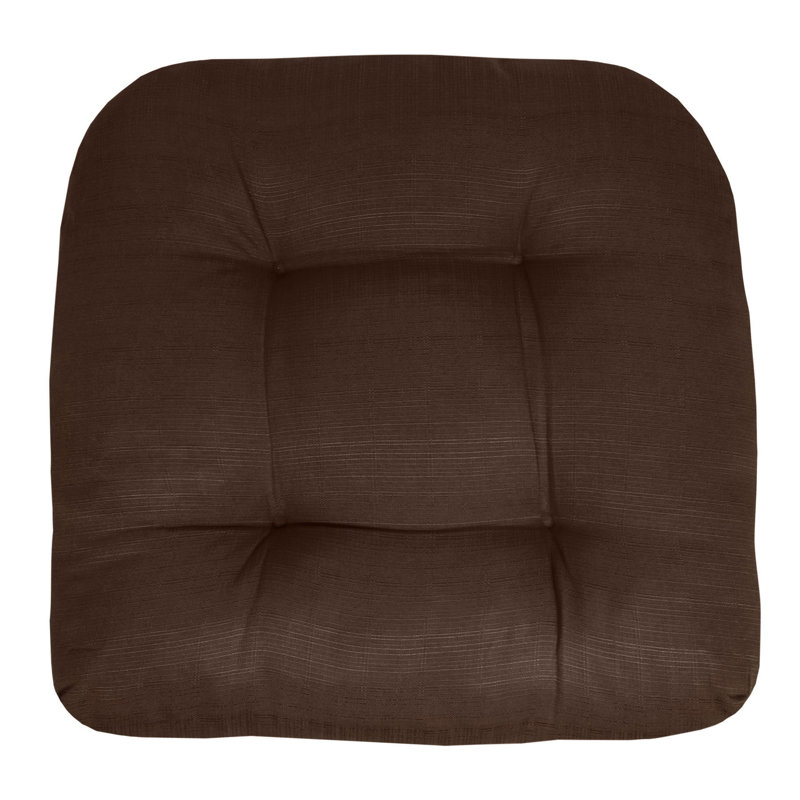 Marina Decoration Premium Thick Comfy Patio Seat Pads Fiber Fill Tufted Tie-Less Pillows 19 x 19 x 5 Inch Textured Solid Cover Indoor Outdoor Chair Cushions, 6 Count Pack Chocolate Brown Color