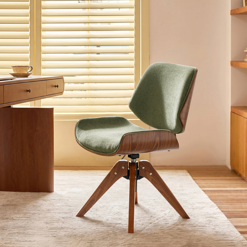 Bartell Modern Swivel Office Chair with Bentwood Design, Moss Fabric