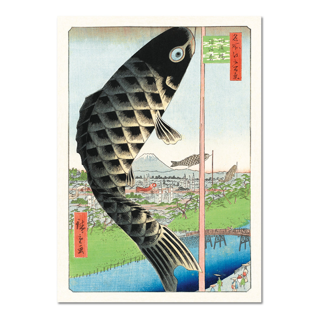 Wandbild Suido-Brücke mit Karpfen von Utagawa Hiroshige