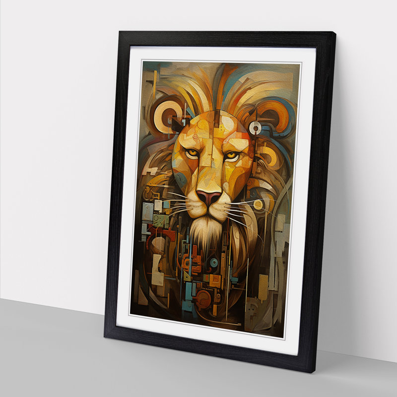 Lion Dadaism Art - Framed Print, Black Framed, 46cm H x 34cm W x 2cm D