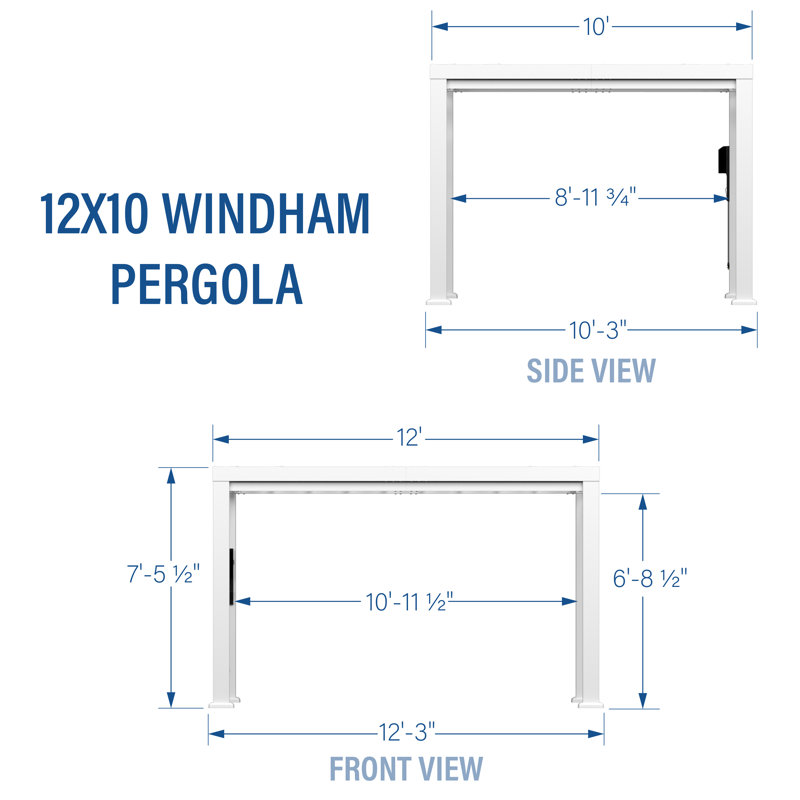Backyard Discovery Windham 14' x 10' Modern Galvanized Steel Outdoor Patio Pergola Kit with Shade Sail Canopy and PowerPort