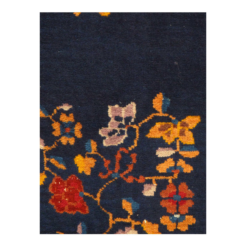 Canvello Navy Blue Antique Chinese Art Deco Rug - 4'2'' X 5'11''