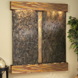 Cottonwood Falls Hand Crafted Natural Stone Weather Resistant Wall Base Fountain with Light