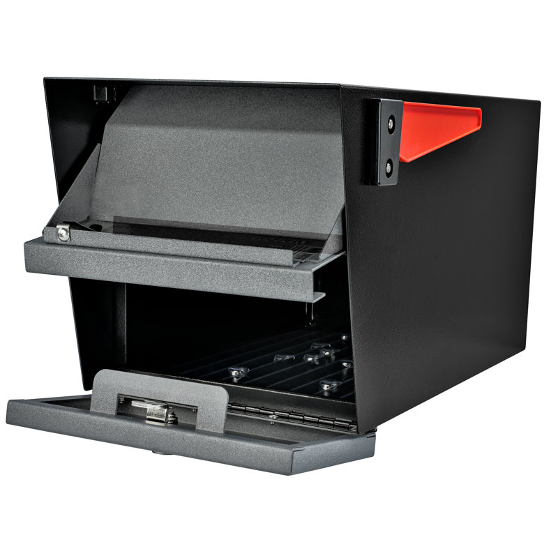 Mail Manager Locking Post Mounted Mailbox, Black