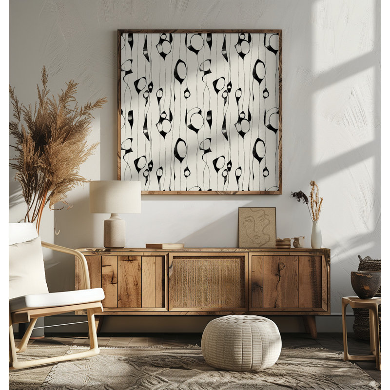 Black and White Botanicals by Josie George — Pattern Wall Art, 48 × 48, Framed Print, Black