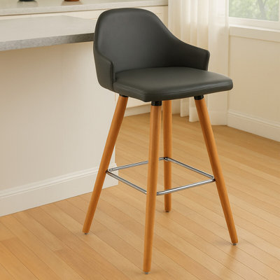 Kai Upholstered Bar Stool with Solid Wood Frame