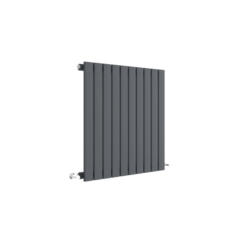 Sloane Vertical Designer Radiator, 60cm H x 58.6cm W x 5.3cm D, Grey