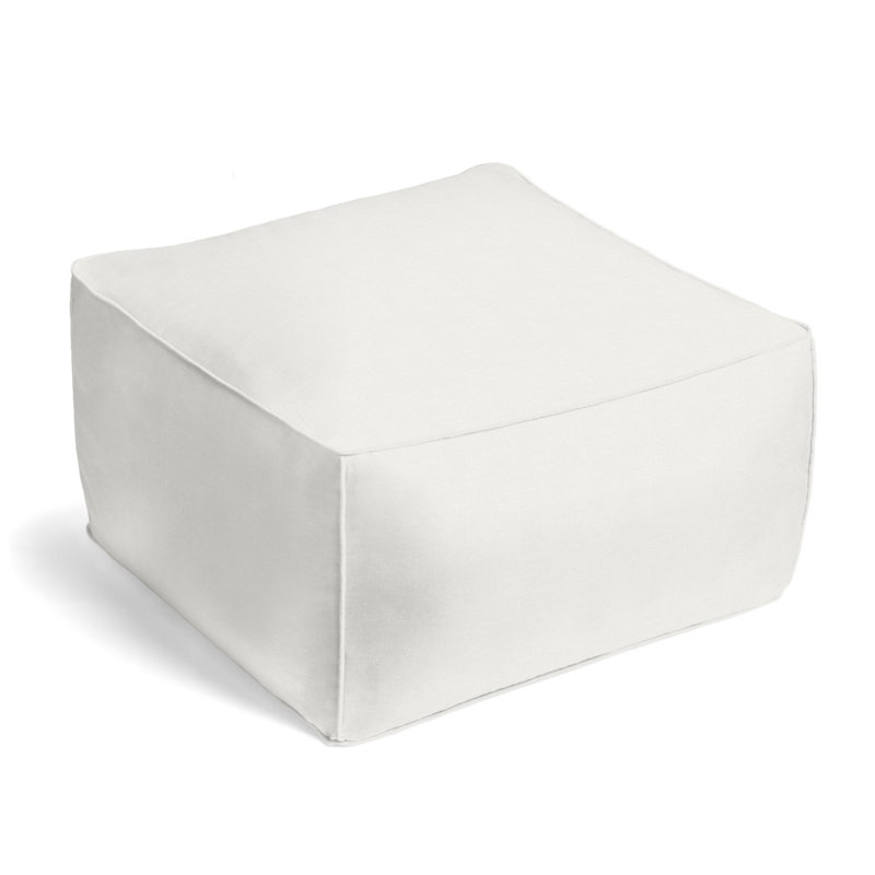 Upholstered Pouf, Oyster Linen Blend/Rayon/Viscose