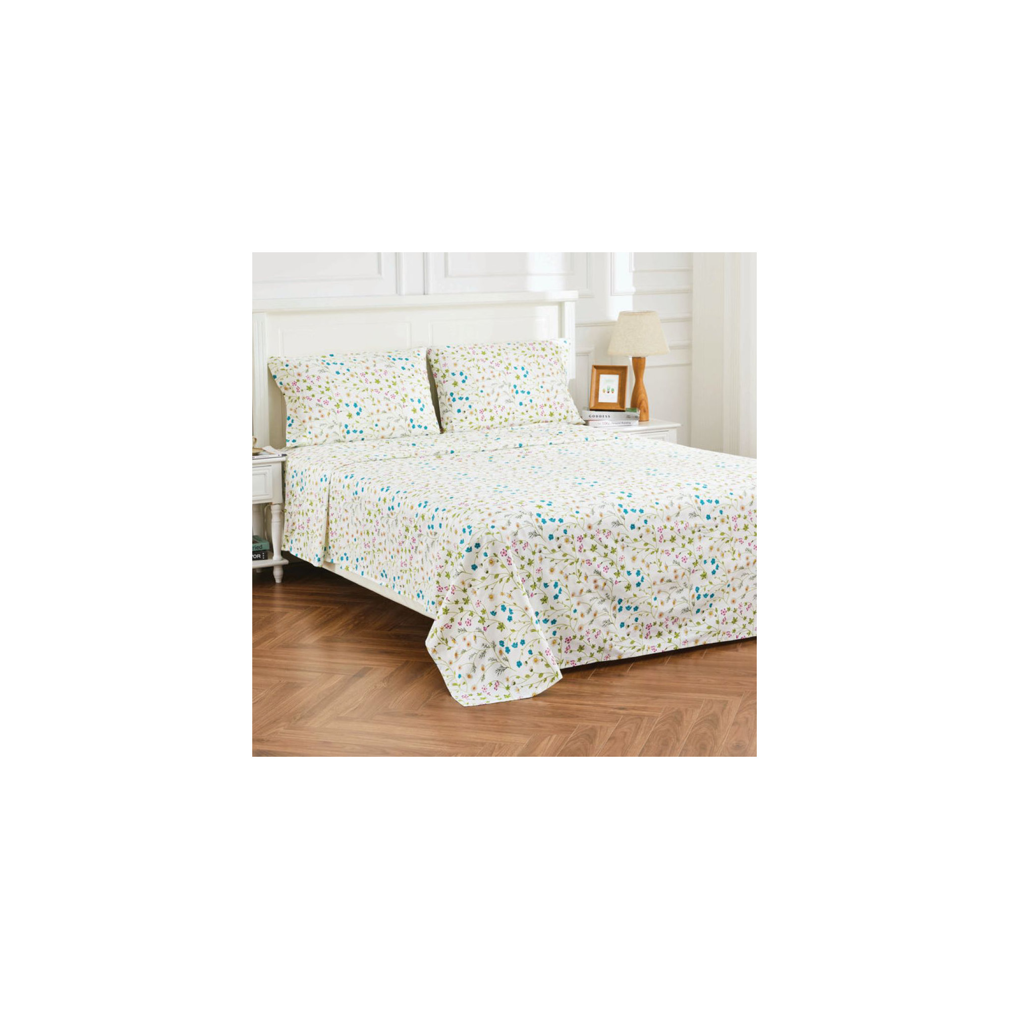 Bergina 100% Cotton Sheet Set, Full Sheet Set with 2 Pillowcases