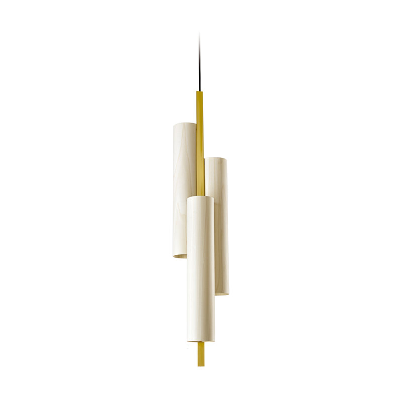 Black Note 3 - Light LED Pendant, Ivory White, Gold