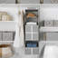Organisateur de garde-robe en tissu à 6 tablettes avec tiroirs amovibles, tablette de rangement pliable pour vêtements, sacs, chaussures-910404012