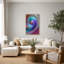 Tableau sur toile à motif fractal tourbillonnant turquoise et violet-1294486250
