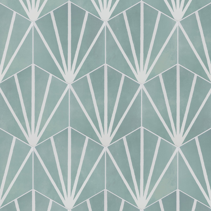 Horizon 7-3/4" x 9" Porcelain Patterned Wall & Floor Tile, Green