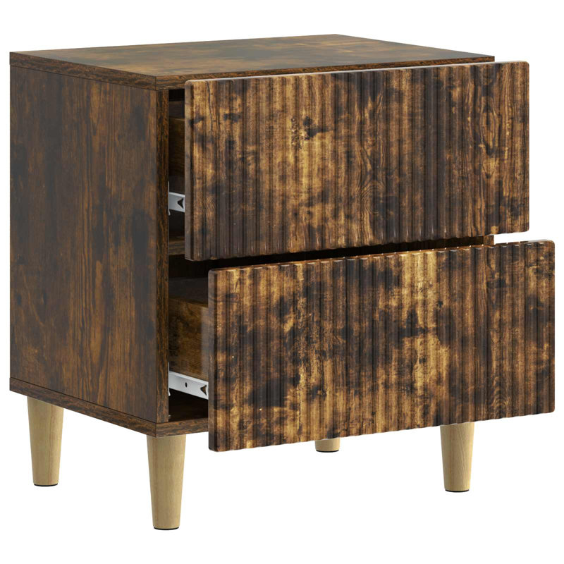 43cm W Manufactured Wood Bedside Table, Smoked Oak