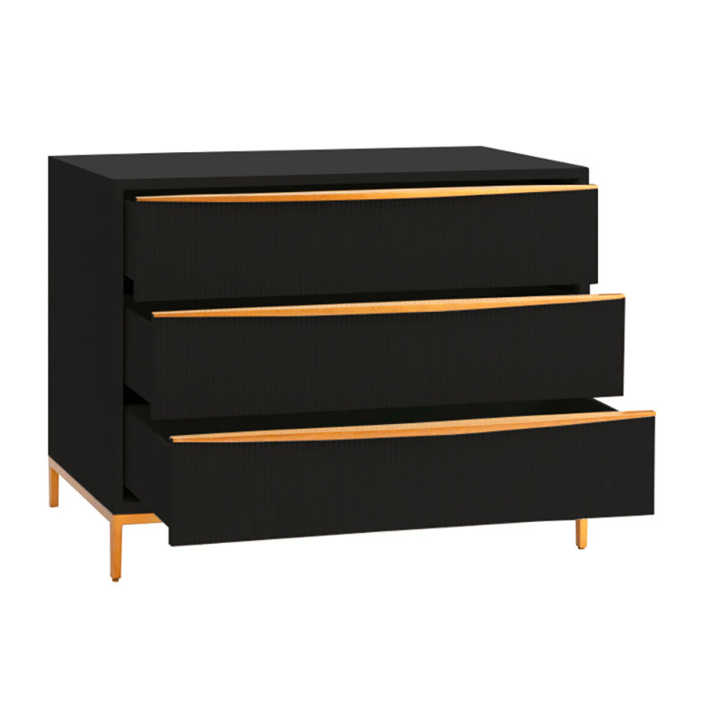 London 3-Drawers Cabinet In Antique White, Tricorn Black