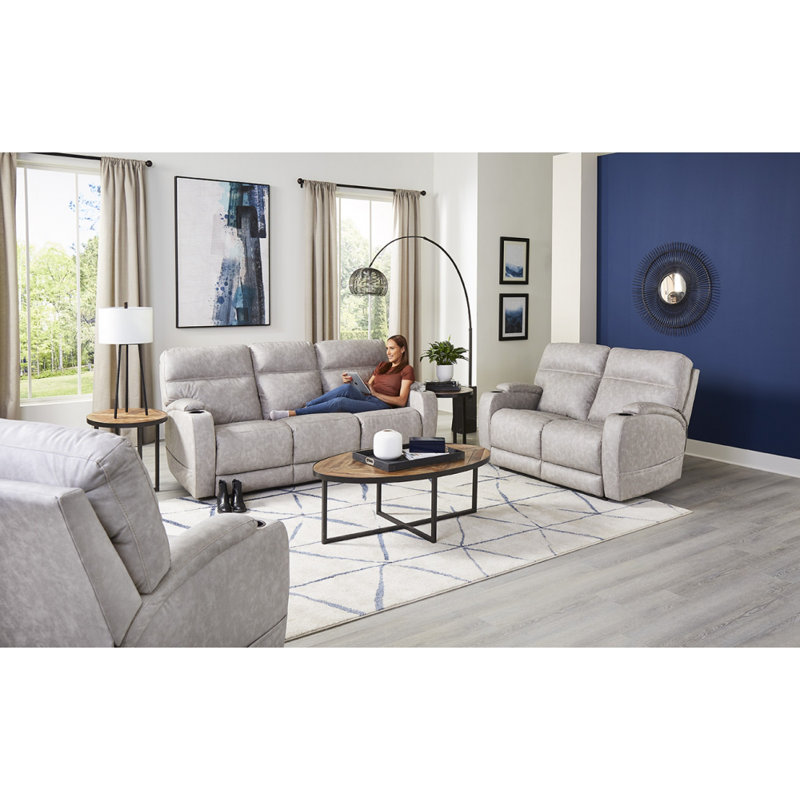 Mochnick Upholstered Power Recliner, Cream Polyester Blend