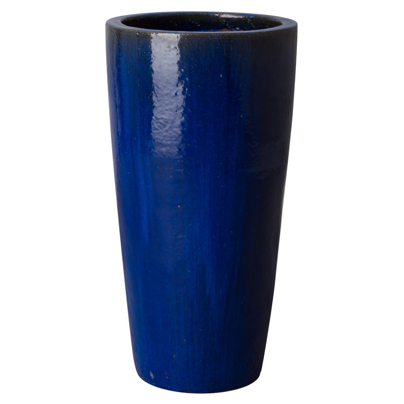 Pot de fleurs en céramique, H 36 po x l 18,5 po x P 18,5 po, Bleu