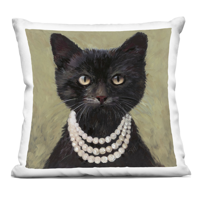 Élégant motif décoratif de chat noir avec collier, imprimé par Wani Pasion
