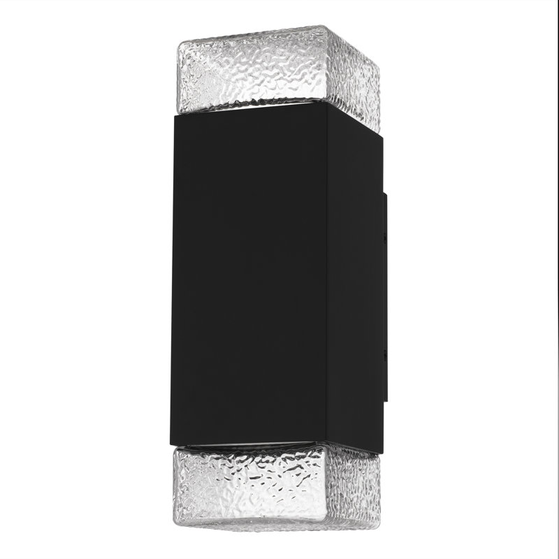 Saxton Integrated LED Matte Black Outdoor Wall Lantern, 14" H x 4.75" W x 5.5" D