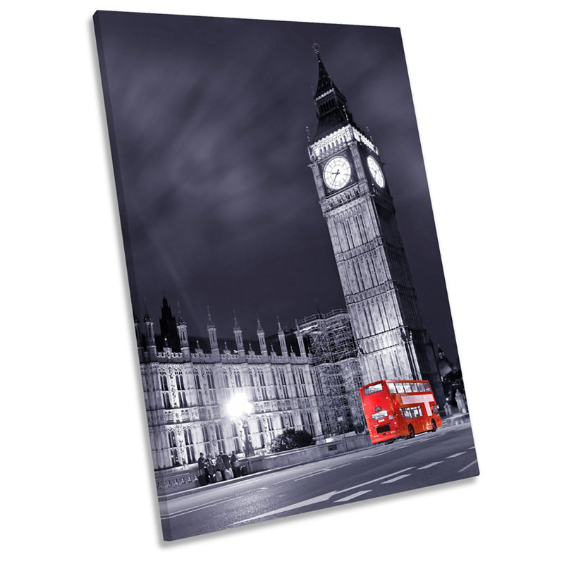 London City Bus Big Ben - Wrapped Canvas Print, 137.2cm H x 91.4cm W