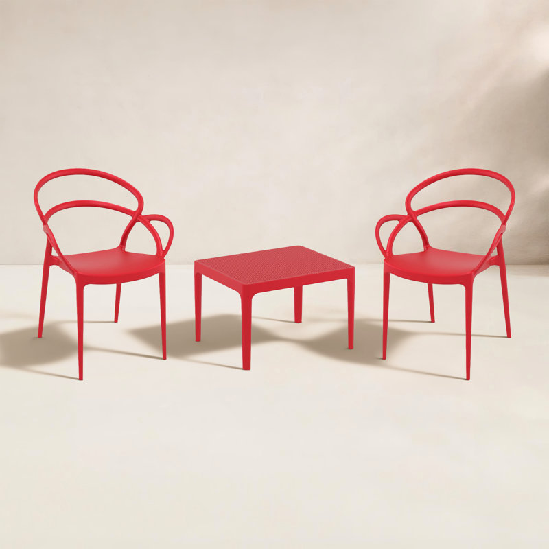Farrah Mila Armchair 2 Person Seating Set, Red