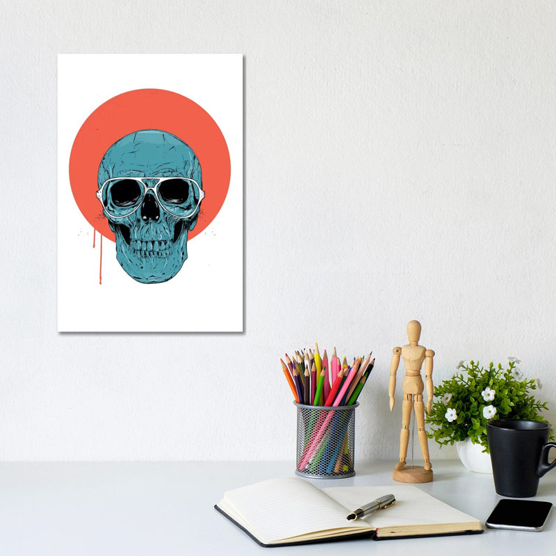 Blue Skull by Balazs Solti - Wrapped Canvas Gallery-Wrapped Canvas Giclée, 20.32 cm H x 30.48 cm W