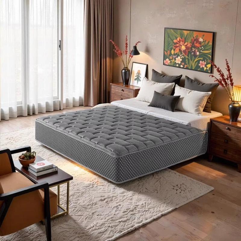 Très grand matelas hybride matelassé 13 po, ferme - gris, fabriqué aux États-Unis, Très grand lit